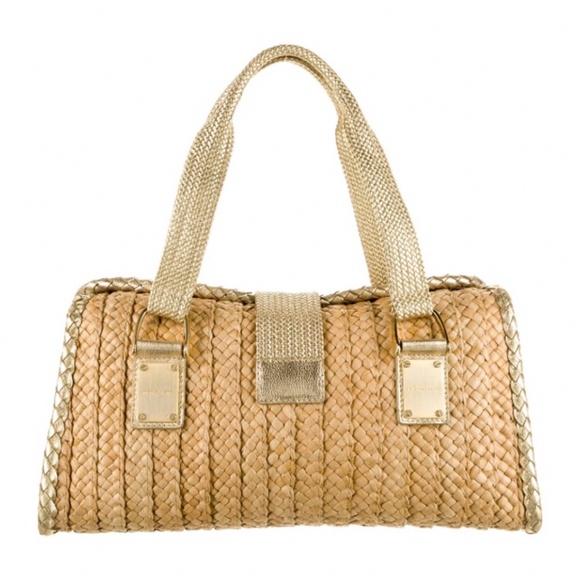 ✨Stunning Michael Kors Collection Leather and Straw Woven Shoulder Bag - Picture 2 of 11